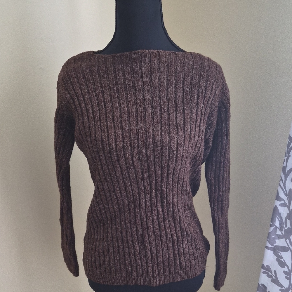 Saks Fifth Avenue Brown Ribbed Sweater
